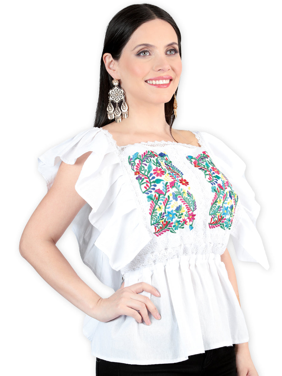 Artisanal Embroidered Blouse 100% Cotton White 603968