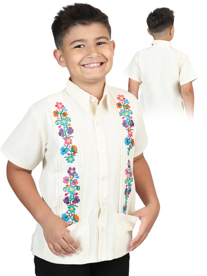 Camisa Bordada Artesanal 100% Algodón Beige 603979