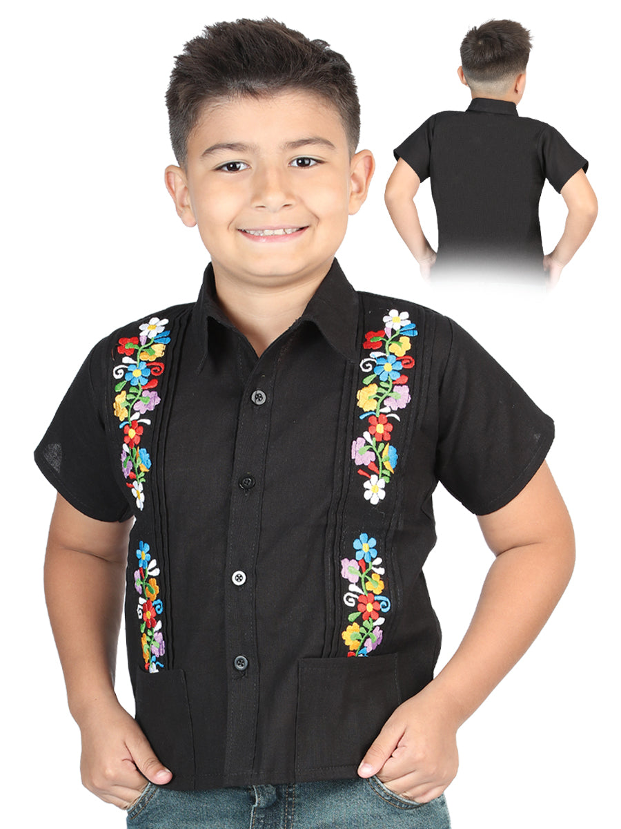 Camisa Bordada Artesanal 100% Algodón Negra 603980