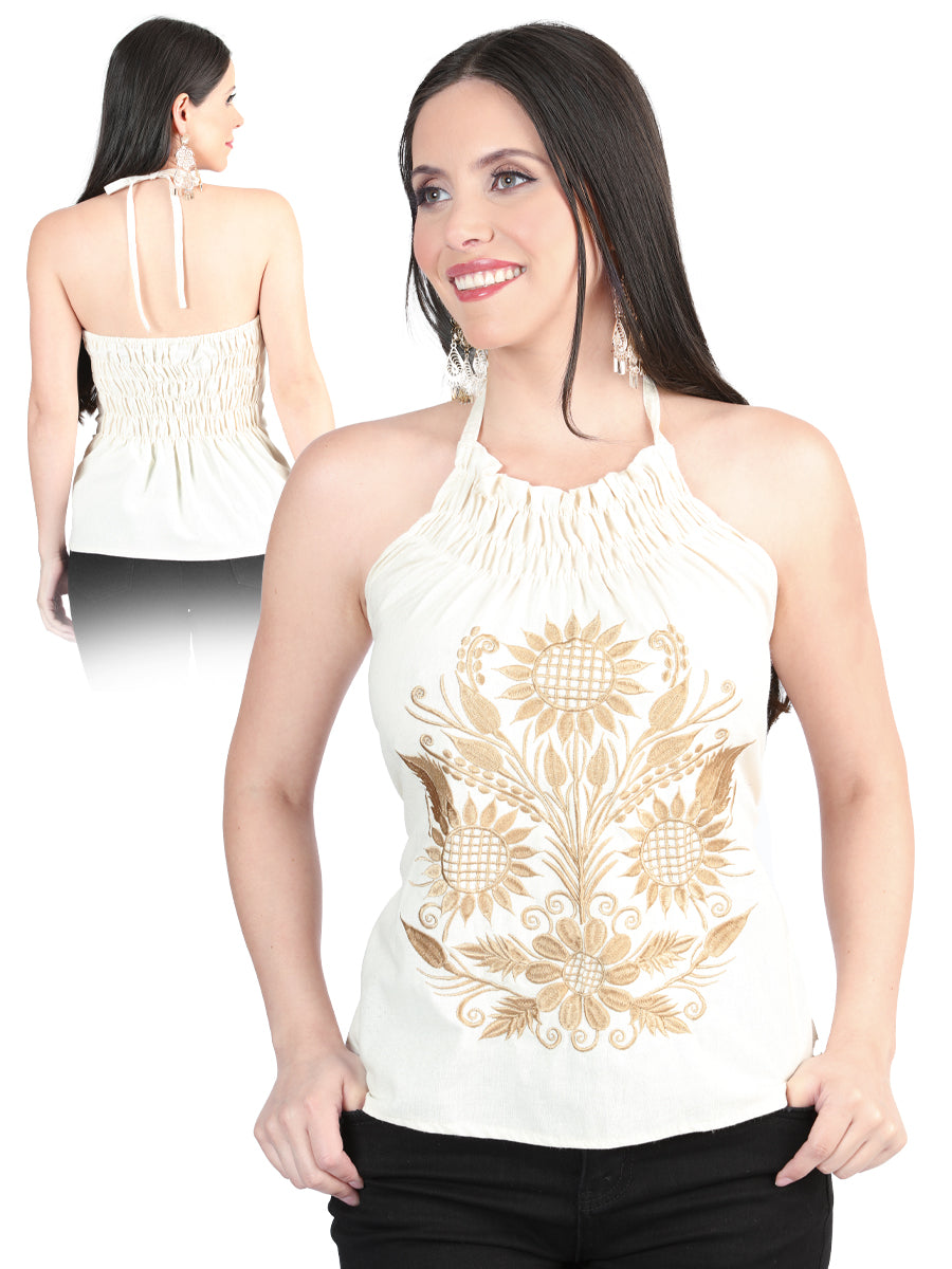 Blusa Bordada Artesanal 100% Algodón Beige 603990