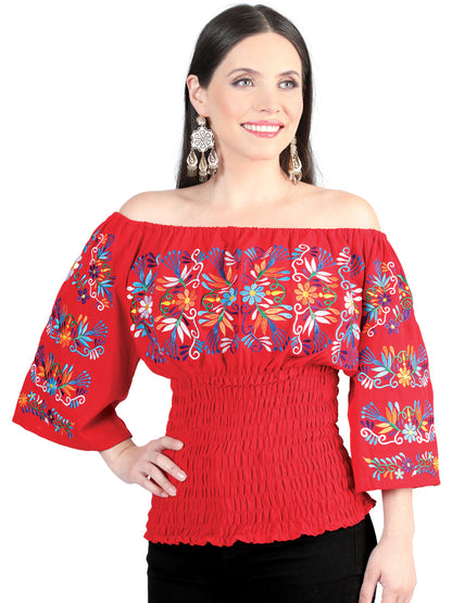 Blusa Bordada Artesanal 100% Algodón Roja 604010