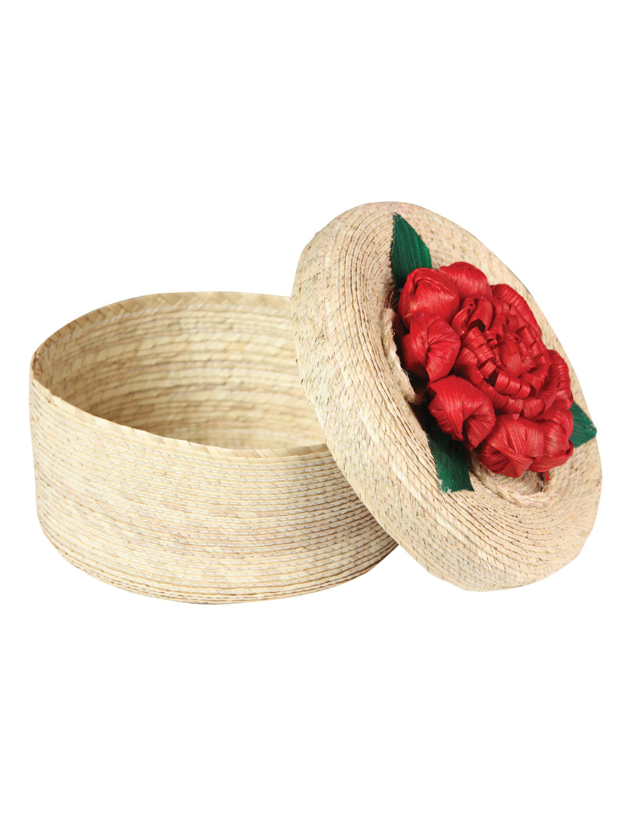 Calentador de tortillas artesanal 100% hoja de palma flor roja 604110